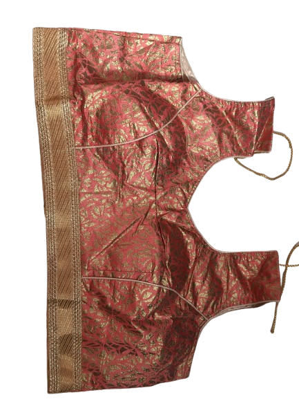 Raw Silk Peach Designer Blouse 14